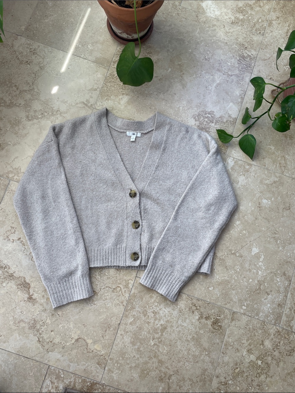 BP Beige Button-Up Cardigan